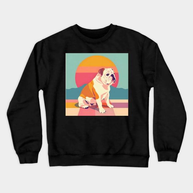 Bulldog in 70's Crewneck Sweatshirt by NatashaCuteShop